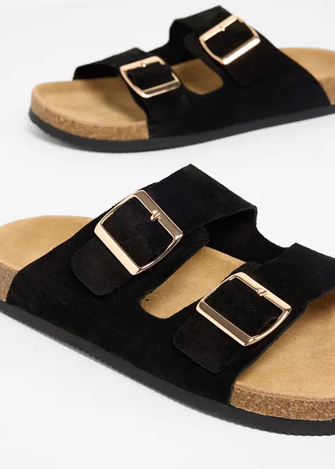 Mules en cuir velours, bonprix