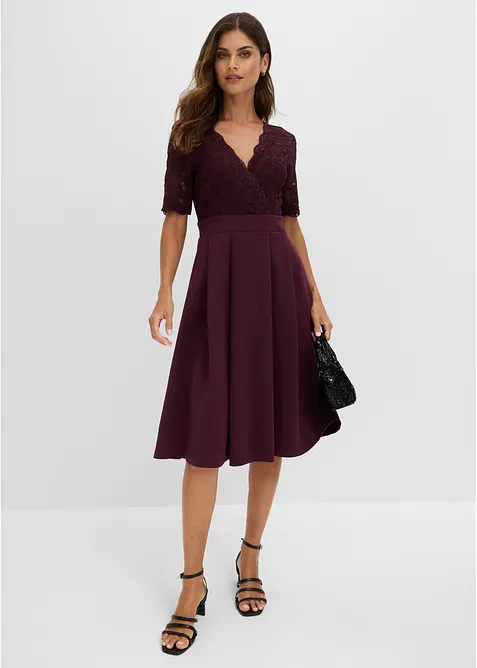 Cocktailkleid aus softem Scuba mit Spitze, bonprix