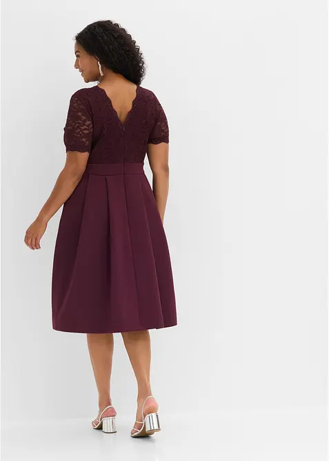 Cocktailkleid aus softem Scuba mit Spitze, bonprix