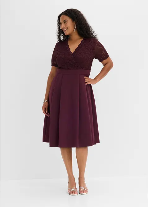 Cocktailkleid aus softem Scuba mit Spitze, bonprix