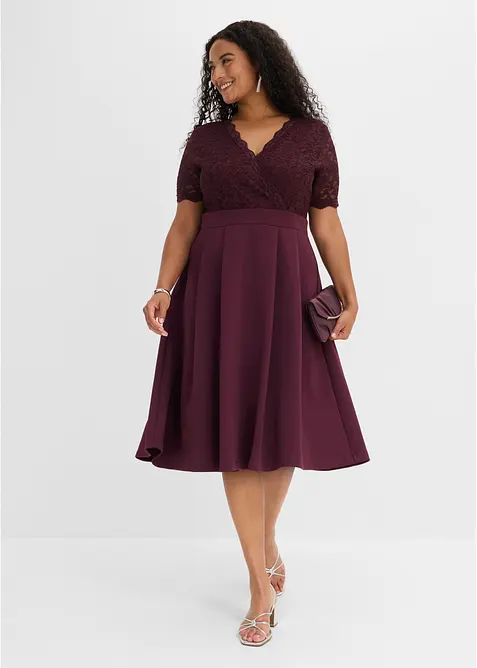 Cocktailkleid aus softem Scuba mit Spitze, bonprix