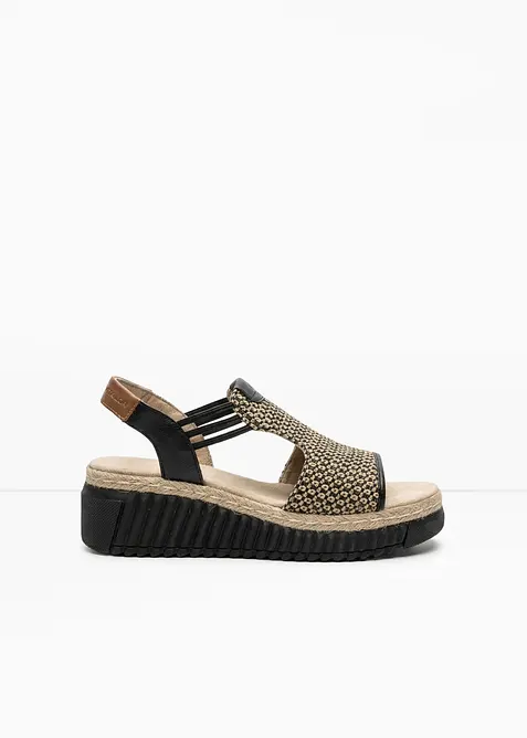 Sandales &agrave; talon compens&eacute; Tom Tailor, aspect raphia, Tom Tailor