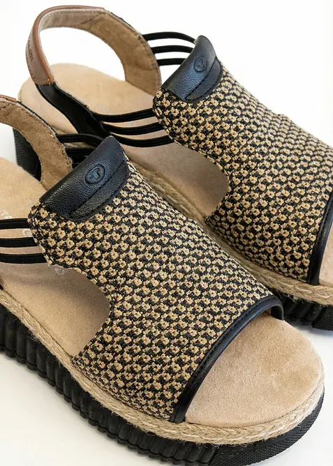 Sandales &agrave; talon compens&eacute; Tom Tailor, aspect raphia, Tom Tailor