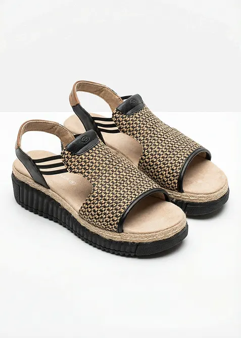 Sandales &agrave; talon compens&eacute; Tom Tailor, aspect raphia, Tom Tailor