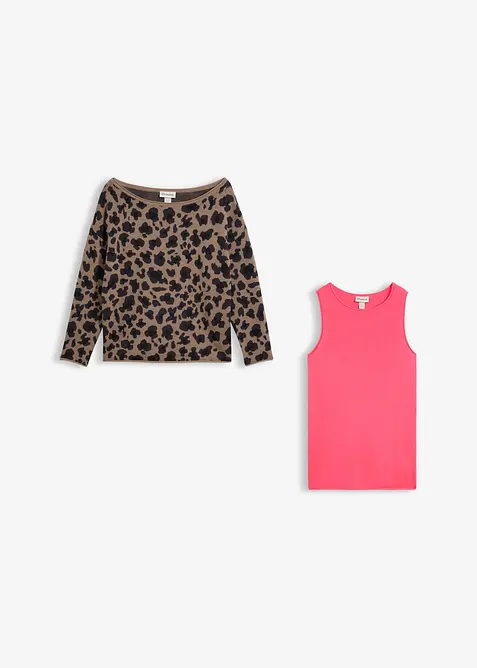 Pull et top avec coton (ens. 2 pces), bonprix