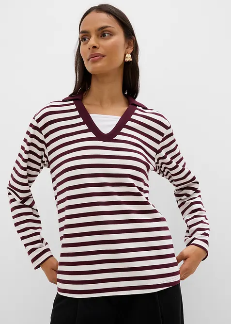 2 in 1 Poloshirt mit V-Ausschnitt, bonprix