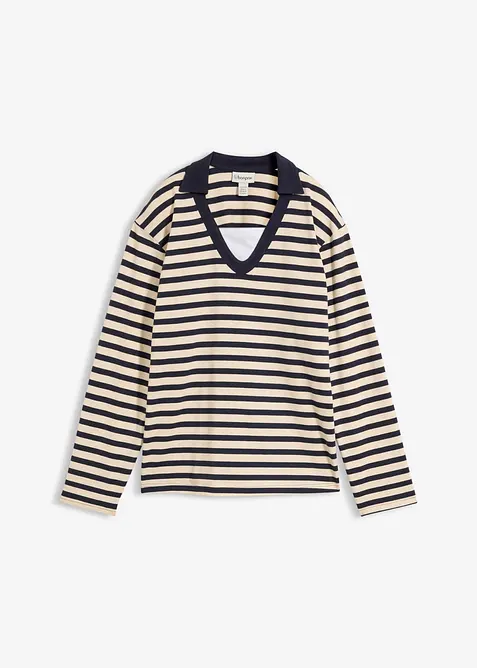 Polo col V, effet superpos&eacute;, bonprix