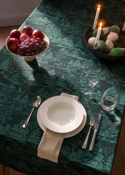 Tischdecke mit Tannenmotiv, wasserabweisend, bonprix