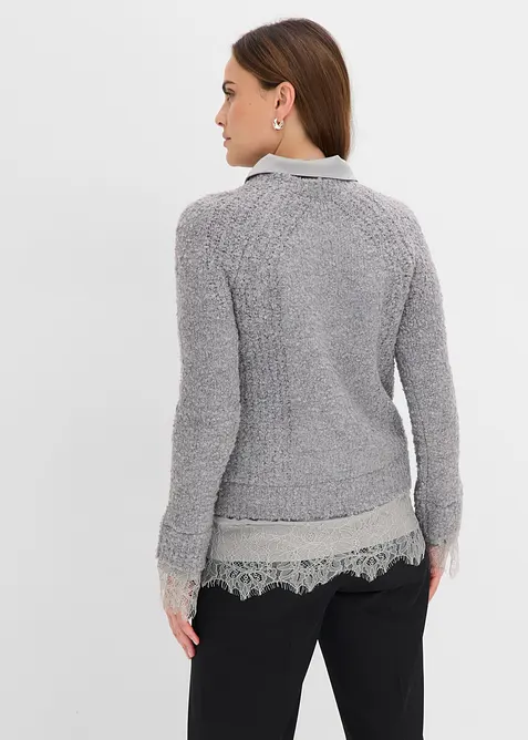 Pull &agrave; empi&egrave;cement chemisier, bonprix