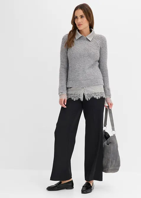 Pull &agrave; empi&egrave;cement chemisier, bonprix