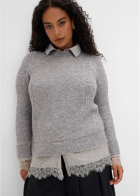 Pull &agrave; empi&egrave;cement chemisier, bonprix