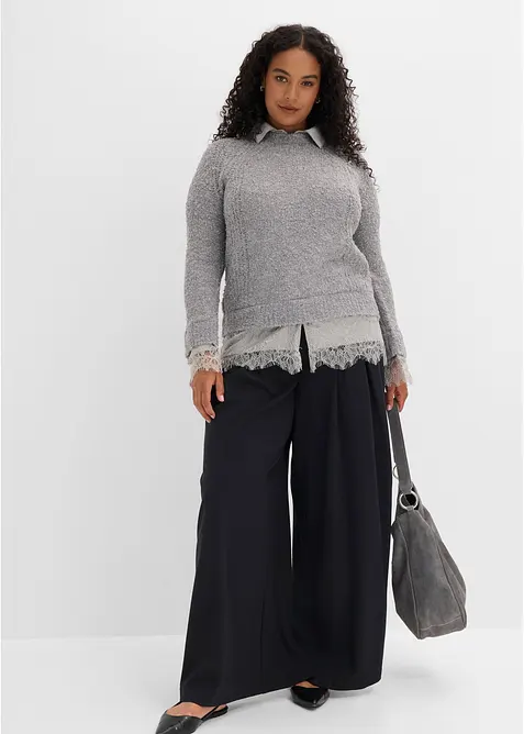 Pull &agrave; empi&egrave;cement chemisier, bonprix