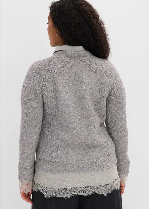 Pull &agrave; empi&egrave;cement chemisier, bonprix