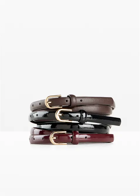 G&uuml;rtel (3er Pack) in Lacklederoptik, bonprix