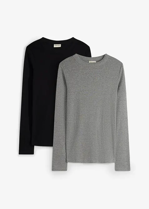 Lot de 2 T-shirts c&ocirc;tel&eacute;s de grossesse 100% coton, bonprix