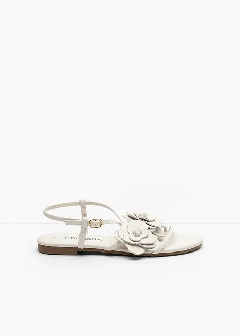 Sandales &agrave; lani&egrave;res et fleurs, bonprix