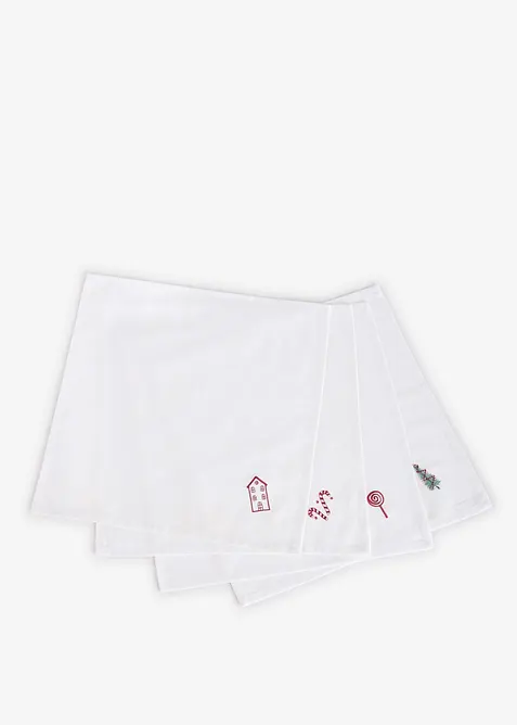Stoffservietten aus Bio-Baumwolle mit Stickerei (4er Pack), bonprix