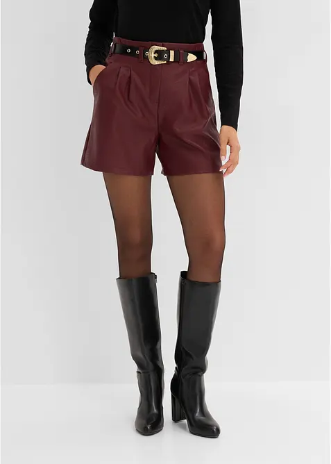 Lederimitat-Shorts mit G&uuml;rtel, bonprix