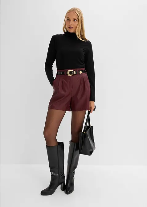 Lederimitat-Shorts mit G&uuml;rtel, bonprix