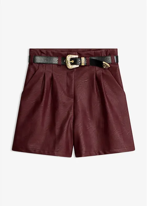 Lederimitat-Shorts mit G&uuml;rtel, bonprix