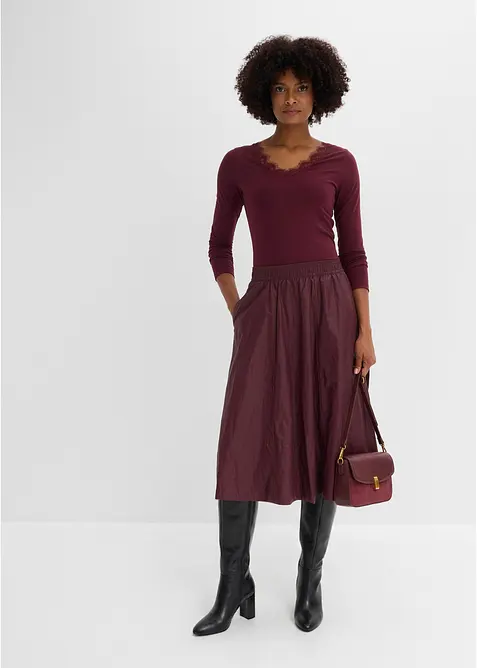 Jupe enduite &agrave; taille &eacute;lastiqu&eacute;e, bonprix