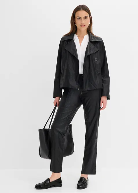 Lederimitat-Jacke in Crinkle-Optik, bonprix