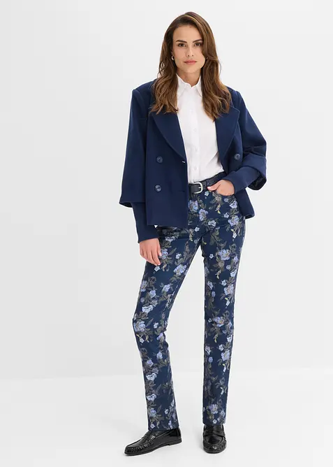 Pantalon en twill &agrave; motif floral, bonprix