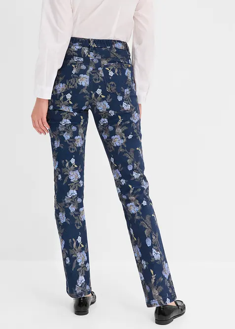 Pantalon en twill &agrave; motif floral, bonprix
