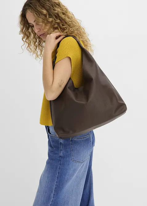 Shopper mit genarbter Lederoptik, bonprix