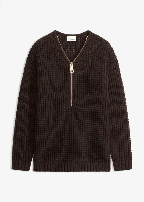 Pull en grosse maille avec zip, bonprix
