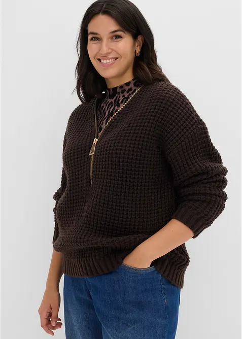 Pull en grosse maille avec zip, bonprix