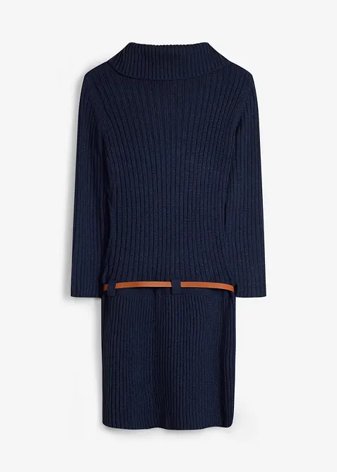 Robe en maille avec ceinture (ens. 2 pces), bonprix