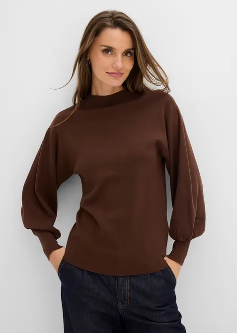 Pull en maille &agrave; manches ballon, bonprix