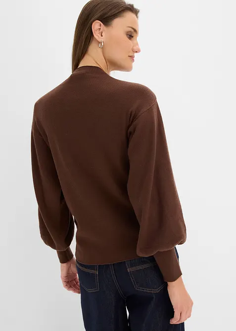 Pull en maille &agrave; manches ballon, bonprix
