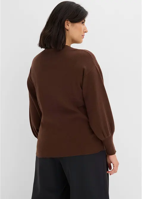 Pull en maille &agrave; manches ballon, bonprix