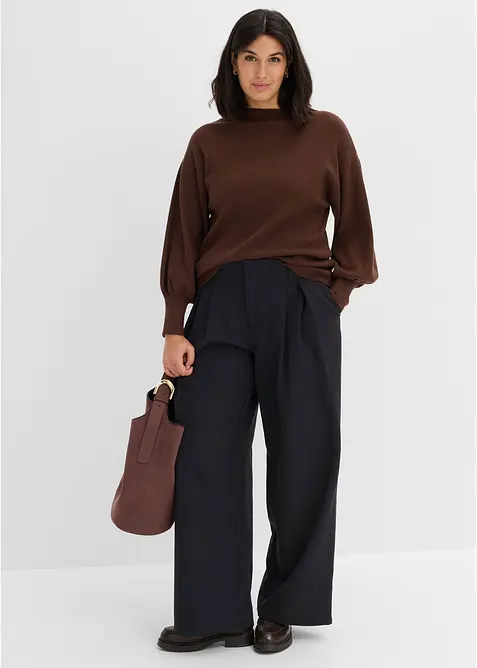 Pull en maille &agrave; manches ballon, bonprix