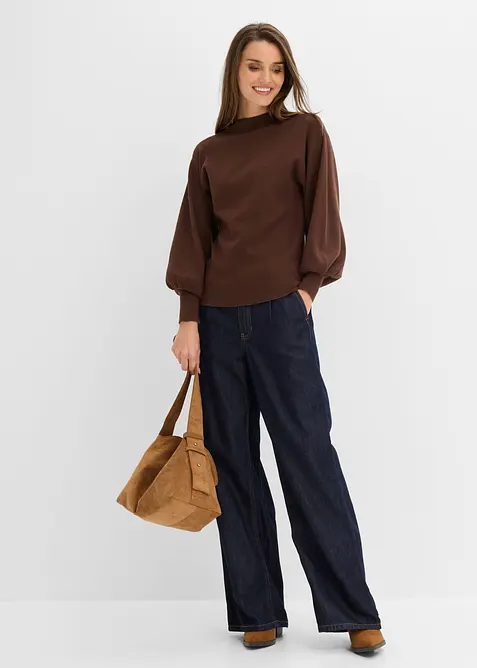 Pull en maille &agrave; manches ballon, bonprix