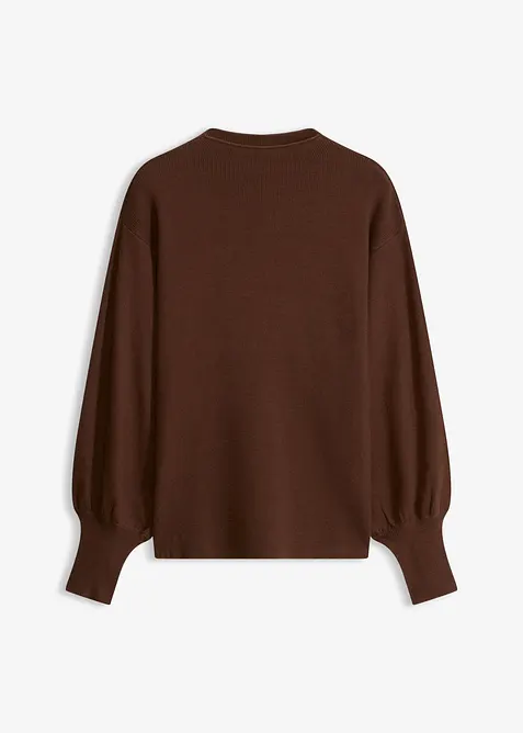 Pull en maille &agrave; manches ballon, bonprix
