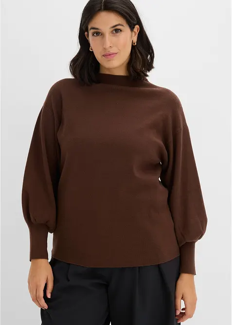 Pull en maille &agrave; manches ballon, bonprix