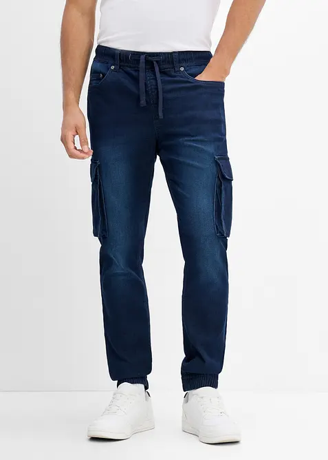 Slim-Fit Cargo-Jeans-Jogger mit Dehnbund, Straight, bonprix