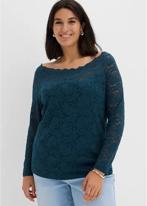 T-shirt manches longues en dentelle, bonprix