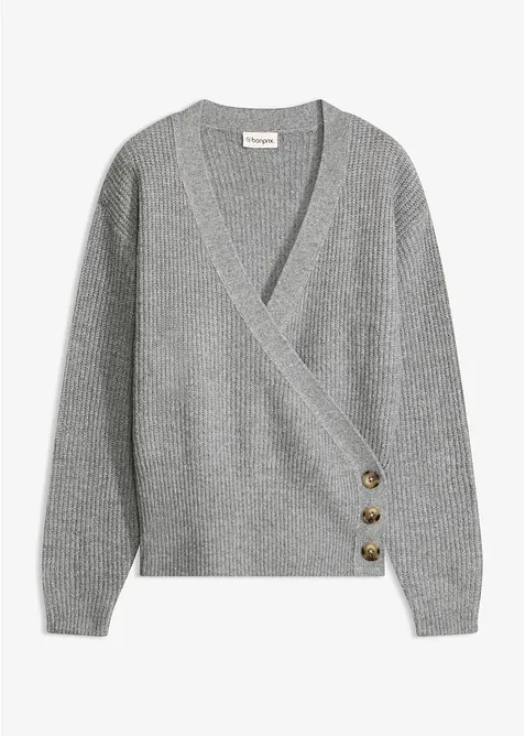 Oversize-Pullover in Wickeloptik, bonprix