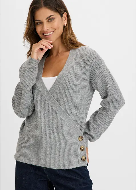 Oversize-Pullover in Wickeloptik, bonprix
