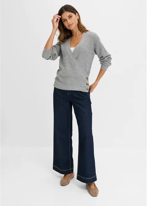 Oversize-Pullover in Wickeloptik, bonprix