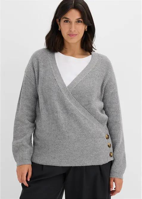 Oversize-Pullover in Wickeloptik, bonprix