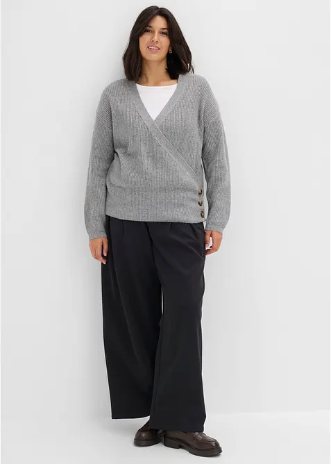 Oversize-Pullover in Wickeloptik, bonprix