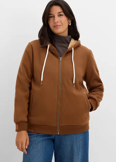 Sweat zipp&eacute; &agrave; capuche avec doublure peluche, bonprix