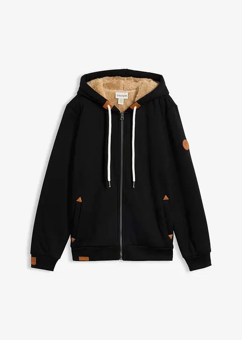 Sweat zipp&eacute; &agrave; capuche avec doublure peluche, bonprix