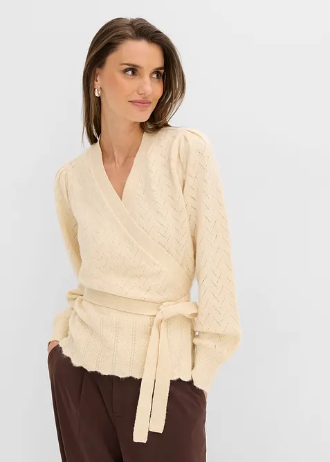 Wickelpullover mit Puff&auml;rmeln, bonprix