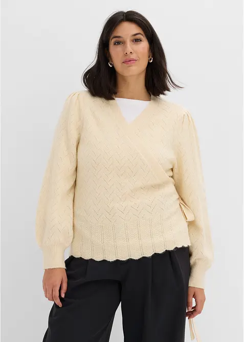 Pull cache-c&oelig;ur &agrave; manches bouffantes, bonprix